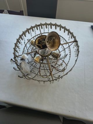 Lámpara araña cristal metal dorado