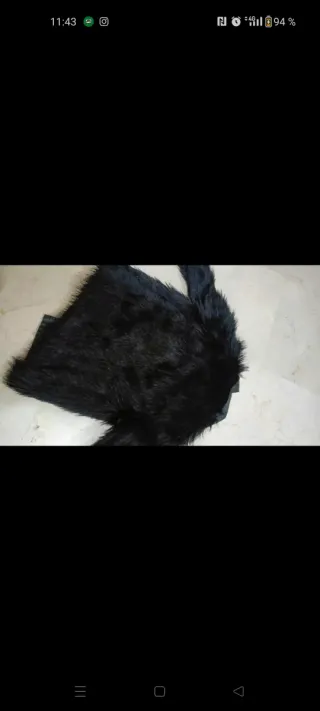 Chaqueta Polipiel y Pelo Negra