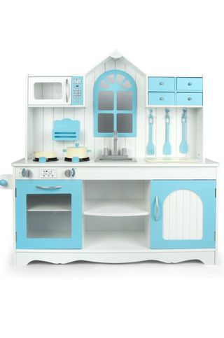 Cocina Infantil Madera Azul y Blanca