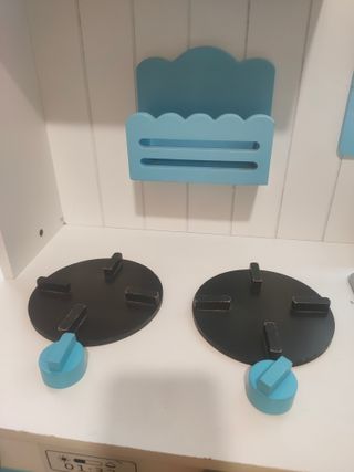 Cocina Infantil Madera Azul y Blanca