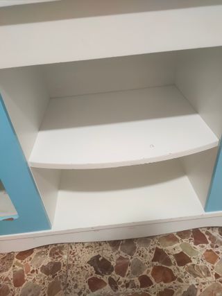 Cocina Infantil Madera Azul y Blanca