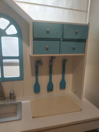 Cocina Infantil Madera Azul y Blanca
