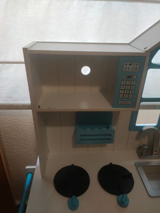 Cocina Infantil Madera Azul y Blanca