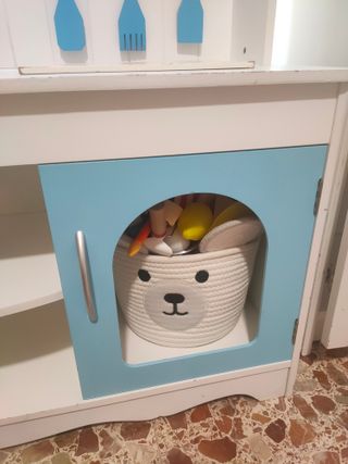 Cocina Infantil Madera Azul y Blanca