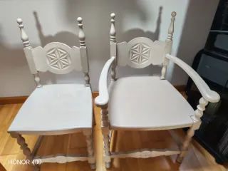 Conjunto 2 sillones y 2 sillas madera