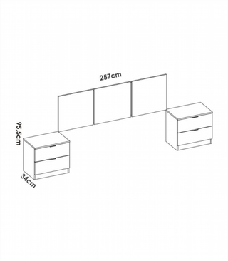 Cabecero y 2 Mesitas. Blanco