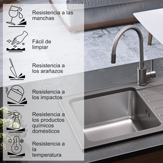 Fregadero Granito y Acero Inox 78x48