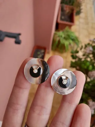 Orecchini vintage clip madreperla placcati oro