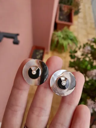 Orecchini vintage clip madreperla placcati oro