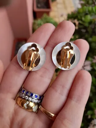 Orecchini vintage clip madreperla placcati oro