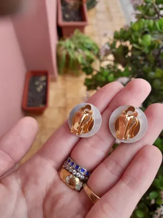 Orecchini vintage clip madreperla placcati oro