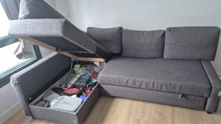Sofá Chaiselong Gris con Almacenaje