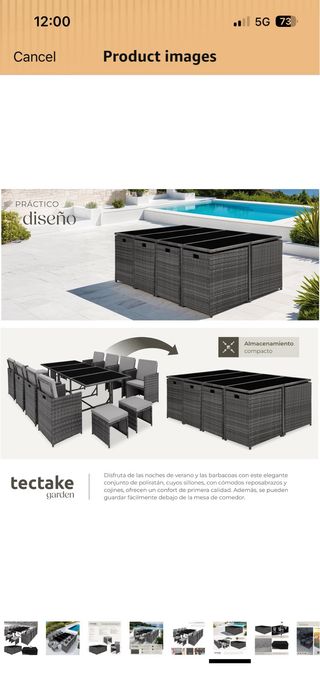 Conjunto Mesa y Sillas Jardín Tectake