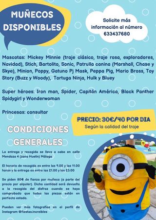 Disfraces alquiler, 25/35 e