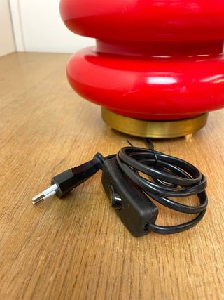 Lámpara Vintage Vidrio Blanco y Rojo