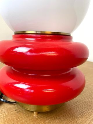 Lámpara Vintage Vidrio Blanco y Rojo