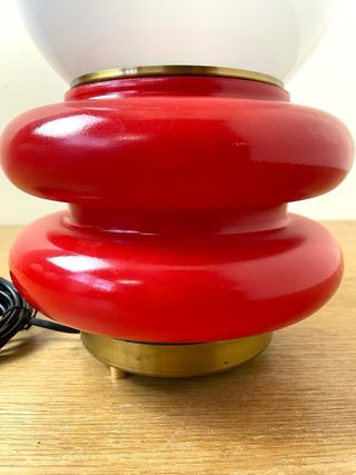 Lámpara Vintage Vidrio Blanco y Rojo