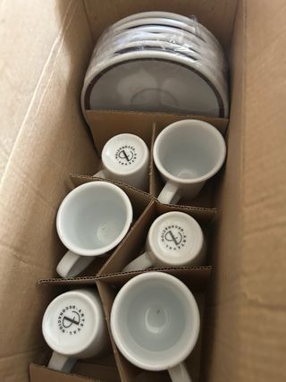 6 Tazas y Platos Candelas Porcelana