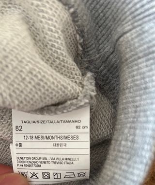Sudadera Benetton Talla 12/18m (82cm)