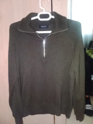 Jersey Massimo Dutti verde oliva con cremallera