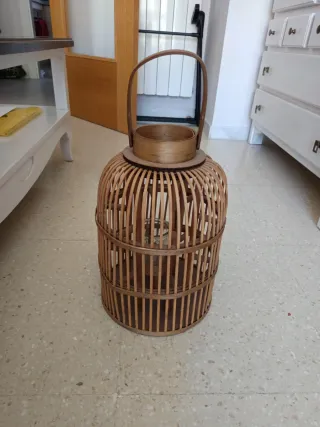 Farol de mimbre / ratán con asa
