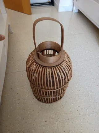 Farol de mimbre / ratán con asa