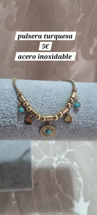 Pulsera turquesa acero inoxidable 5€