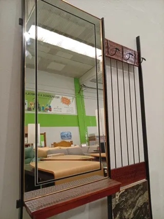 Espejo recibidor metal y piedra