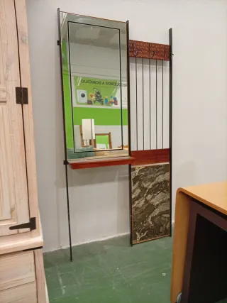 Espejo recibidor metal y piedra