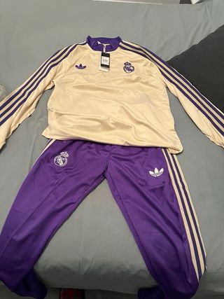 Chándal Real Madrid Adidas Beige y Morado