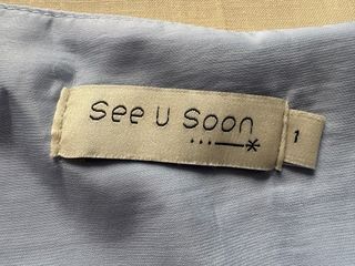 Blusa See U Soon azul manga abullonada