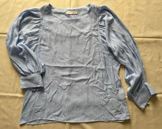 Blusa See U Soon azul manga abullonada