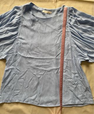 Blusa See U Soon azul manga abullonada