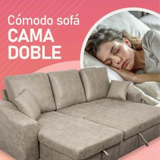 Sofá gris con CHAISE LONGUE y ARCÓN  COMO NUEVO