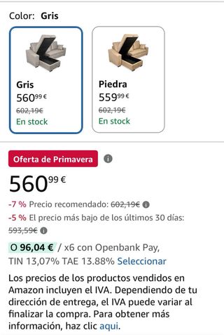 Sofá gris con CHAISE LONGUE y ARCÓN  COMO NUEVO