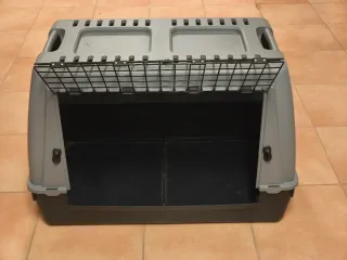 Transportín perro grande gris y negro