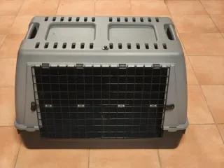 Transportín perro grande gris y negro