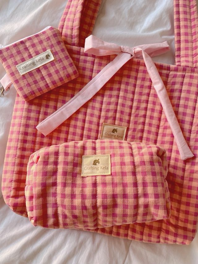 Pack viaje bolso, neceser y monedero hecho a mano