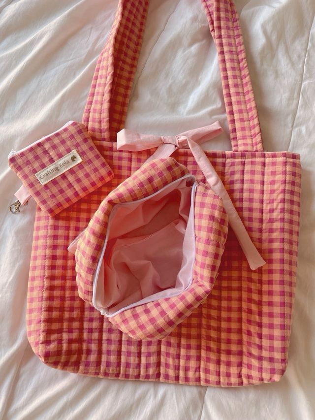 Pack viaje bolso, neceser y monedero hecho a mano