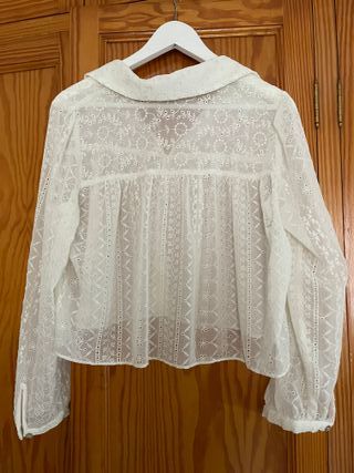 Camisa Zara bordada blanca talla L