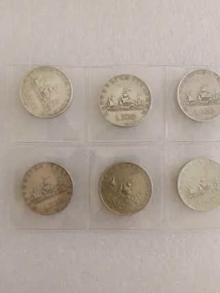 6 Monete 500 Lire Argento Caravelle