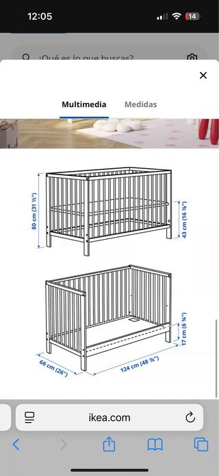 Cuna Ikea GULLIVER 60x120 cm