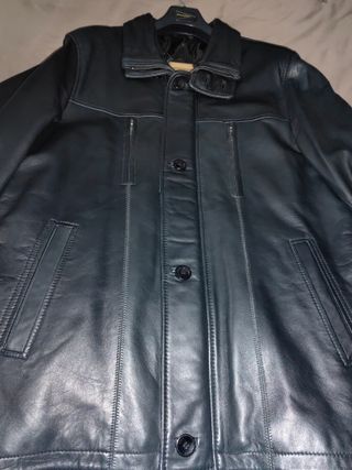 Chaqueta de cuero napa negra Zerimar hombre