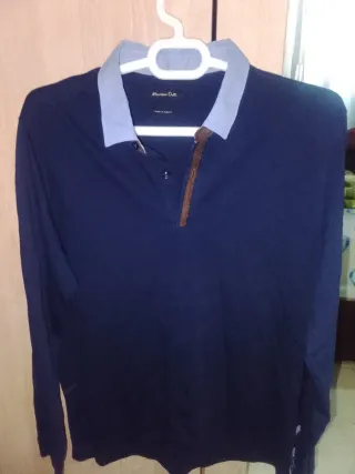 Camisa Polo Manga Larga Massimo Dutti Azul