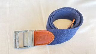 Cintura Jaggy tela blu/marrone fibbia metallo