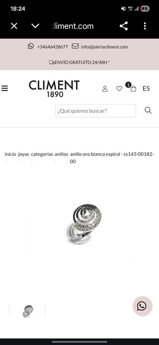 Anillo Oro Blanco 18k Circonitas
