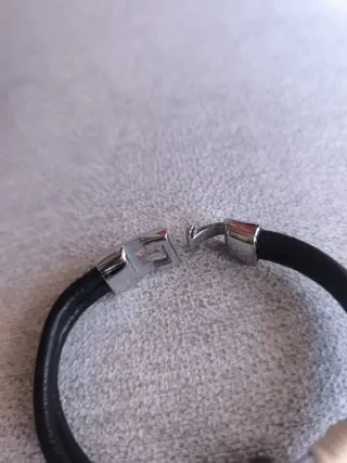 Pulsera cuero hombre cierre plateado
