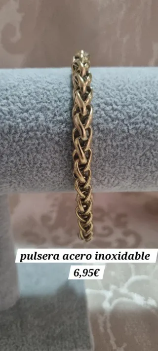Pulsera acero inoxidable eslabones dorados
