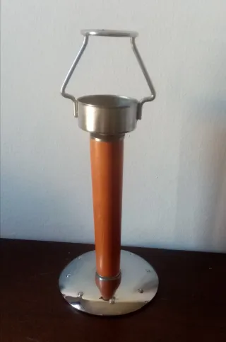 Lámpara portavelas cristal y madera