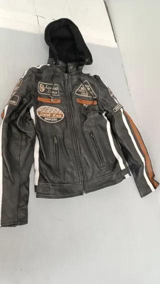 Chaqueta de moto de cuero para mujer C1Y3573
